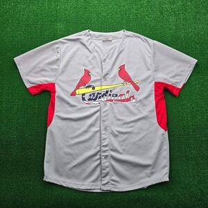 St Louis‎ Cardinals Baseball Jersey Mens XL Gray Red Patriotic USA Flag Logo SGA